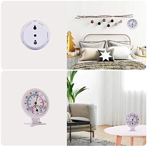 Mini Indoor Thermometer Hygrometer Analog 2 in 1 Temperature Humidity Monitor Gauge for Home, Room, Outdoor, Offices, Display Mechanical Diameter 75mm (No Battery Needed)-White - color: White 1 Pack