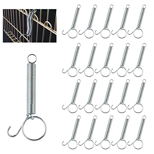 20PCS Spring Latch Hook for Cage Spring Cage Latch Metal Finger Spring Door Hook for Fixing Rabbit Birds Dog Cat Parrot Small Animal (4.52Inch) - size: 4.52Inch