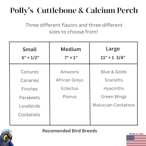 Polly's Edible Cuttlebone Calcium Bird Cage Perch for Budgies, Parakeets, Amazons, Blue & Golds, Macaws and Cockatoos.… (Pineapple, Medium) - color: Pineapple, size: Medium