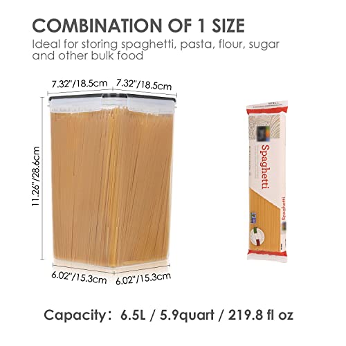 Vtopmart Extra Large Airtight Food Storage Containers, 6.5L, 4 Pcs | For Bulk Flour and Sugar Storage, Airtight Seal, Multiple Sizes, BPA Free, Food Grade Material, Dishwasher Safe (Not Lids) - color: Black, size: 6.5L