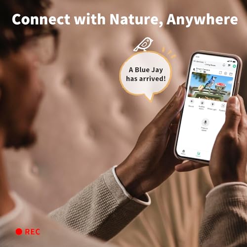 Smart Bird Feeder with Camera, Solar Powered 3MP WiFi Bird Camera with AI Identification, Motion Alerts, Live View, 5000mAh Battery, Outdoor Gift for Bird Lovers