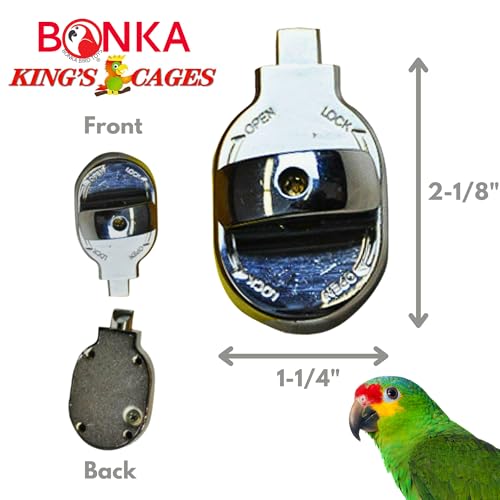 Kings Cages 1334 Lock 6 Round Feeder Door Lock – Durable Chrome-Plated Steel, 2 1/8" x 1 1/4", Secure Feeder Door Closure for Birdcages, Prevents Escape & Tampering