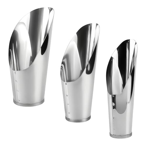 3Pcs Stainless Steel Soil Scoop Set - Bonsai Shovel Tools for Repotting, Succulent Planting, Gardening Small Metal Hand Spade Trowel (Silver)