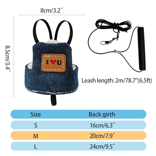 Bird Harness Leash, Adjustable Self-Adhesive Vest Birds Harness with 360° Swivel Clasp, Reusable Bird Flight Cloth for Outdoor Walking Training Anti-Escape - size: M