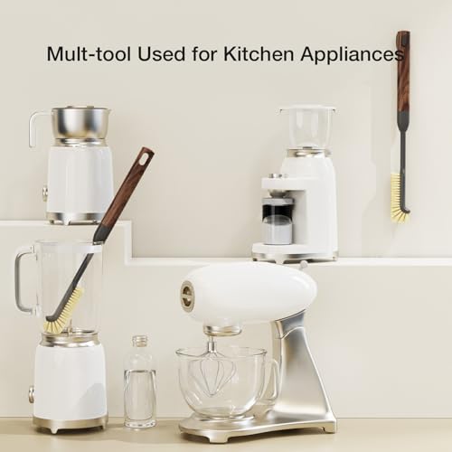 Cleaning Brush, Diveotree Hard Bristle Brush for Deep Cleaning Grout, Sink, Cup, Teapot, Bottle, Blender, Multi-Purpose Brush wih Long Handle for Kitchen (Black) - color: Black