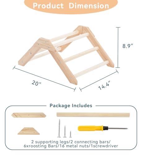 PETSFIT Baby Chick Roosting Bar, Anti-Rotation, Solid Wood, for Brooder | Fits Chicks and Small Birds, Thickened Wooden Perch, Safe for Brooder and Coop, Easy to Assemble and Clean, Non-Toxic Wood