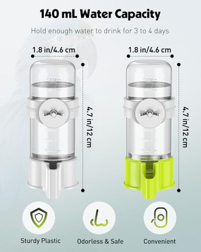Pawfly 2 Pcs Bird Water Dispenser, Automatic Bird Water Feeder, Plastic Bird Cage Water Dispenser, White&Green Parrot Waterer for Parakeet Cockatiel Budgie Lovebirds (Not Fit for Food Feeding) - color: White&Green, size: 2 PC