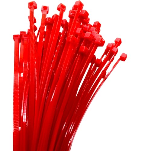 Zip Ties, 100pcs Red Zip Ties 12 Inch,Zipties Cable Tie Wraps, Multi-Purpose Cable Management Ties, Self-Locking Ziptie for Office and Home(Can bear 50lb) - color: Red, size: 12" (100 Pack)