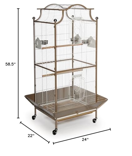 Prevue Pet Products Pagoda Cockatiel Cage with Seed Guards - Cocoa & Cream | Tall Powder-Coated Steel Bird Cage with Rolling Stand and Perches, Ideal for Cockatiels and Medium Sized Birds