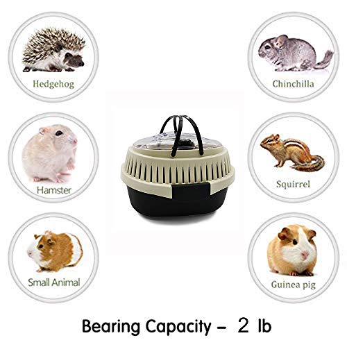 Black Travel Small Animals Hamster Hedgehog Guinea Pig Cage Carrier for Hamsters Hedgehogs Ferret Bird Parrot Guinea Pig Travel Carrier Cage with Handle Breathable Small Animal Guinea Pig Cage Carrier - color: Black
