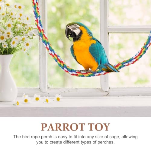 Hemobllo Parrot Rope Climbing Toy with Cotton Rope Perch 41.33In Durable Standing Bird Chewing Toy for Pet Birds Cage Accessories - size: 105cm