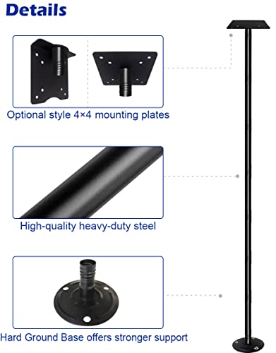 105 Inch Bird Feeder Pole Kit, Heavy Duty Bird House Pole Set for Hard Ground, Adjustable Universal Mounting Post Kit for Outdoors, Matte Black, 1 Pack - size: Hard Ground 1pack