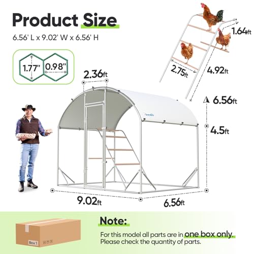 Quictent Essential Series 6.6x9ft Metal Chicken Coop Run w/Climbing Ladder | Walk-in Outdoor Poultry Cage with PVC Coated Chicken Wire, Hen Duck Rabbit Farm House, Waterproof Anti-UV Cover - size: 6.6x9ft
