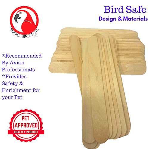 Bonka Bird Toys 2925 Pk100 Undrilled Natural Wood Chew Sticks Parrot Foot Talon Craft Part Bird Toy, Conure, Amazon, African Grey, and Similar Sized Birds