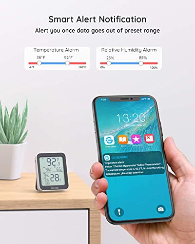Govee Indoor Hygrometer Thermometer 2Pack H5075 with Bluetooth App Control | Room Temperature Humidity Meter, 164ft Remote Monitor, Smart Alerts, 2 Years Data Storage Export, for Bedroom Wine Cellar - color: Black, size: 2 Pack