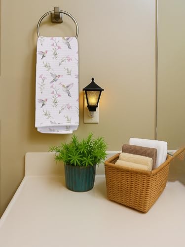 Spring Floral Hummingbird Kitchen Towels, Farmhouse Botanical Bird Hand Towels for Bathroom Kitchen, Cottagecore Pink Flower Decorative Dish Tea Towel Dishcloth, 16x24 Inch-621 - color: Hummringbird024