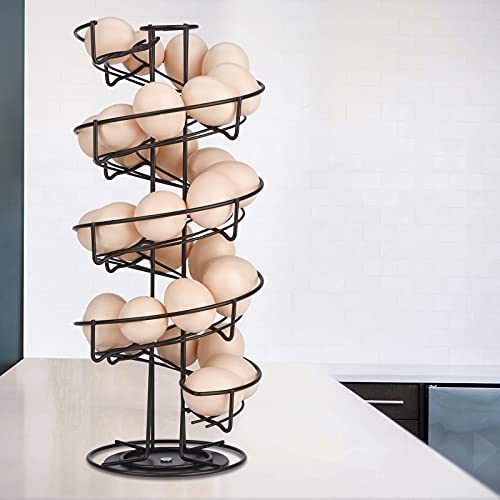 Toplife Spiral Design Metal Egg Skelter Dispenser Rack, Storage Display Rack, Brown - color: Brown