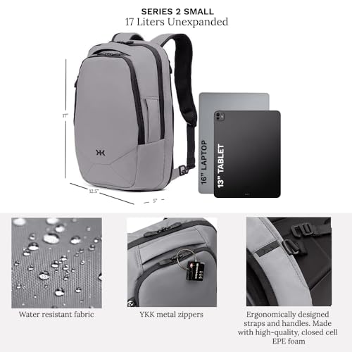 Knack Small Series 2 Laptop Backpack Fits up to 16 Inch Laptops - Knack Bags Carry-On Backpack, TSA Approved, Expandable Travel Backpacks With 2 Day Outfit Capacity, Alloy Gray - color: Alloy Gray, size: Small