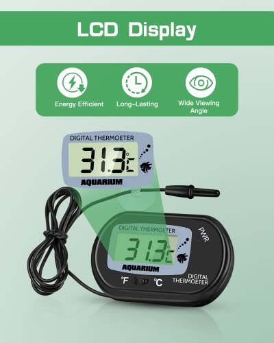 Zacro 2 Pack Digital Aquarium Thermometer, Fish Tank Thermometer, Water Thermometer with Large LCD Display,Reptile Thermometer for Fish Tank Water Terrarium - style: 2 Packs