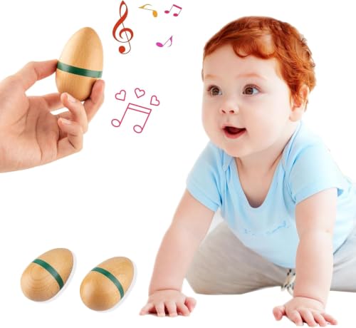 Eggs Shakers, Professional Wooden Egg Maracas Shaker Instrument for Adults | Hand Percussion Music Shakers for Musical Education Party Classroom Prizes (Natural Big) - color: Natural Big