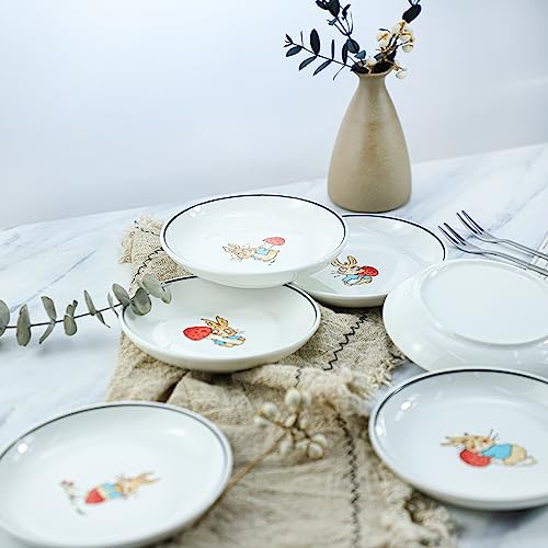 Cute Cartoon Animals Pattern Ceramic Sauce Dishes, Seasoning Dishes, Sushi Soy Dipping Bowls, Appetizer Plates, Dessert Plates, Little Cat Bird Feeding Bowls, Set of 6-Rabbits-5 Inch - color: Rabbits, size: 5 Inch
