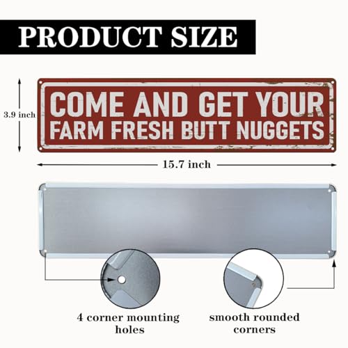 Rustic Farmhouse Style Chicken Coop Sign, Metal Outdoor Chicken House Signs, Farm Fresh Butt Nuggets Signs, Retro Metal Tin Sign, Farmhouse Decor, Backyard Hen House Gift 15.8x4 Inch - color: Farmhouse 10