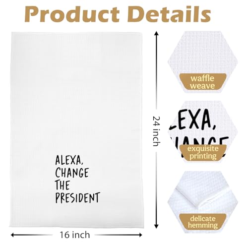 Funny Political Kitchen Towels - Change The President Waffle Weave Dish Towels, Funny Kitchen Bathroom Decor, House Warming Gifts, Changing Towel, 16×24 Inches - color: Presodent- 01