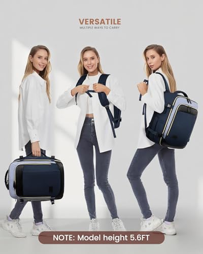LOVEVOOK 40L Travel Backpack Carry On Airline Approved, Large Backpack with 3 Packing Cubes, TSA Travel Essentials Carry On Bag, Waterproof Weekender Overnight Luggage Daypack, Fits 17.3 Inch Laptop - color: Dark Blue-gray Blue-black, size: Large - 17.3 I