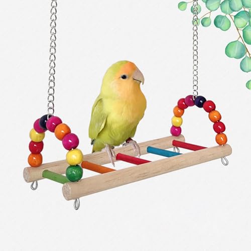 2 Pack Bird Perch Platform Swing, Parrot Wooden Toys Bird Cage Accessories, Hanging Hammock Stand for Parrots, Parakeets, Budgies, Conures, Cockatiels & Lovebirds