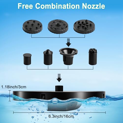 Solar Fountain for Bird Bath, 3.5W Floating Solar Water Fountain with 6 Spray Nozzles & 4 Fixing Rods, Upgraded Solar Water Fountain for Garden, Patio, Pond, Pool and Outdoor Water Features - color: 3.5w Solar Fountain