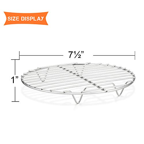 E-far 7½ Inch Steaming Cooking Racks, Stainless Steel Round Baking Cooling Rack Set of 2, Multi-Purpose for Canning Air Fryer Pressure Cooker, Dishwasher Safe - size: 7.5"