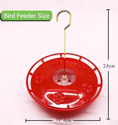 Watch Hummingbirds Up Close, 12 oz Hanging Hummingbird Feeder, Easy Fill and Clean, Leak-Proof Design for Outdoors, 9.4 Inches Tall，5 Flower-Shaped Feeding Ports and Perches
