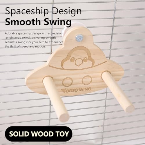 Bird Swing Perch Toy - Wooden Parrot Swing Stand with Wobble Function, Balance Play Gym for Small/Medium Parrots (Budgies, Cockatiels, Lovebirds) Cage Accessories (Myiopsitta monachus Pattern) - color: Myiopsitta monachus pattern