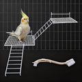 4 Pack Stainless Steel Bird Standing Platform with Cleaning Brush Set, Bird Perches for Cage, Cage Accessories for Budgies, Cockatiels, Lovebirds, Green Cheeks, Small to Medium Birds