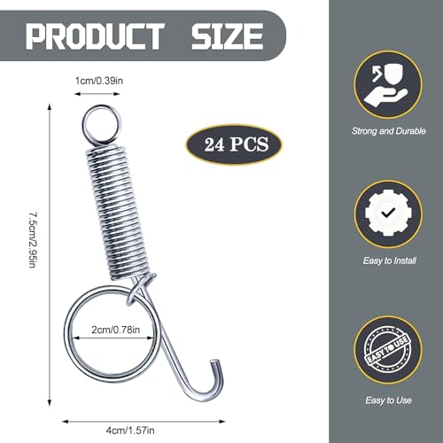 24pcs Silver Metal Finger Spring Hook Lock Spring Latch for Stabilized Bird，Cat， Hamster， Rabbit，Dog，Parrot，Hedgehog Pet Wire Cage Door (Silver)