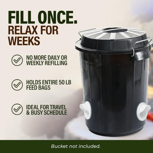 Poultry Pro DIY Chicken Feeder Kit, Weatherproof, 3 Ports & Hole Saw | As Seen on Shark Tank, Gravity Fed Chicken Feeder, for Buckets, Barrels, Bins & Troughs, Poultry Feed (Bucket Not Included) - style: Original Feeder 3 Pack