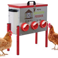 XINYI 9.3 Gallon Automatic Chicken Feeder, 6 Ports Gallon Chick Feeder No Waste with Adjustable Legs, Rodent Proof & Weatherproof Metal Raised Poultry Feeder - size: 6 ports with legs