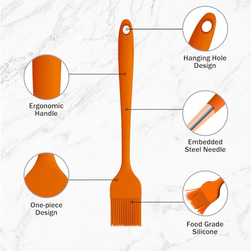Craebuer Silicone Basting Pastry Brushes, 5 Pack Heat Resistant Cooking Brush for Oil Butter Sauce, Food Brush for BBQ Grill Barbeque Kitchen Baking Cooking