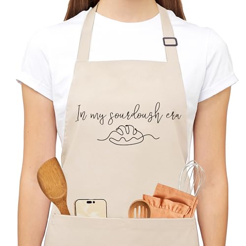 In My Sourdough Era Apron for Women with Deep Pockets - Funny Bakers Apron, Unique Sourdough Gifts for Women & Bread Bakers, Adjustable Kitchen Apron for Mom, Mother’s Day Baking Gift - B06 - color: In My Sourdough Era 2