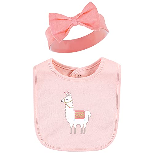 Hudson Baby Unisex Baby Cotton Bib and Headband Set - color: Llama, size: One Size