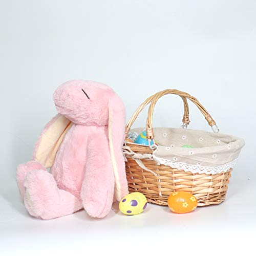 Wicker Basket Gift Baskets Empty Oval Willow Woven Picnic Basket Easter Candy Basket Storage Basket Wine Basket with Handle Egg Gathering Wedding Basket (Natural) - color: Natural, size: Large