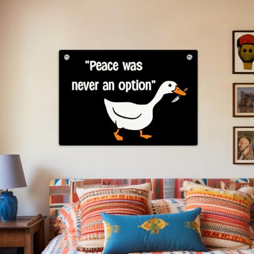 Peace Was Never An Option Goose Flag,Funny Goose Wall Flag Banner Tapestry | Indoor Outdoor Banner Wall Hanging Decor for College Dorm Room Living Room Bedroom Office Decorations 28.5 x 20 Inch - color: Multi 0662