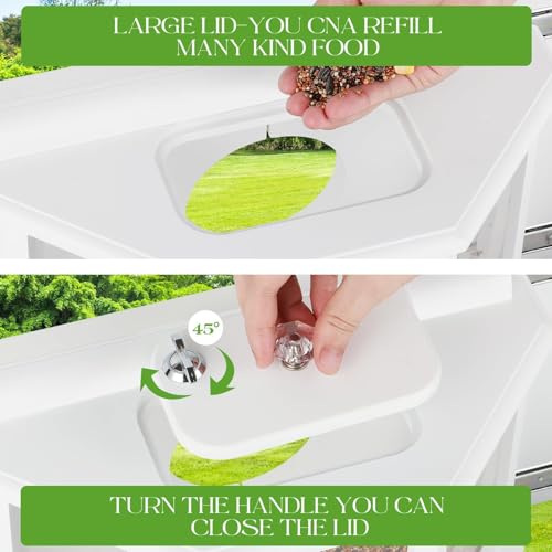 Window Bird Feeder with Secure Locker & Rail Sliding 180° Clear Design Squirrel Proof Bird Feeder for Indoor Window Viewing