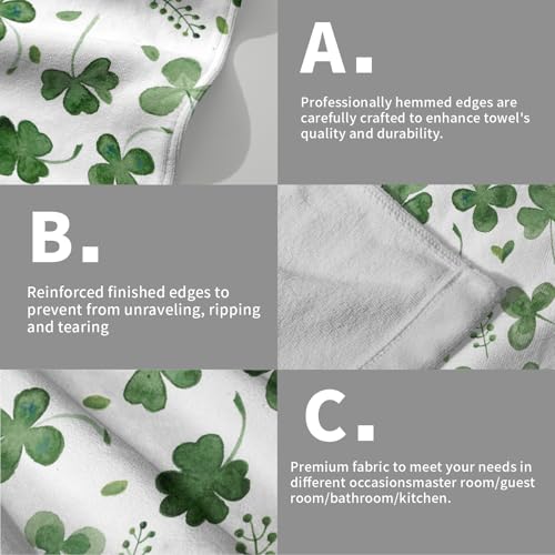 Giwawa St Patrick Day Hand Towel Set of 2 Sage Green Clovers Shamrock Towel Spring Summer Eucalyptus Leaves Face Towel Quick Drying Dish Wash Cloth for Hotel Bathroom Gym Home Holiday - color: Clover