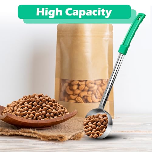 2 Pcs Dog Food Scoop 1/2 Cup Stainless Steel Dog Food Measuring Cups Long Handled Scoop for Dogs Cats Birds and Rabbits Food(1/2 CUP) - size: 1/2 CUP