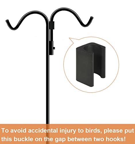 76 Inch Double Shepherds Hook for Outdoor with 5 Prong Base | Adjustable Heavy Duty Bird Feeder Pole for Hanging Flower Basket, Plant Hanger, Solar Light Lanterns, Black - size: 76in-1pcs