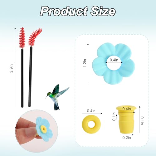 30 Pieces Hummingbird Feeders Replacement Flowers, Feeding Ports Replacement Bird Feeder Replacement Parts for Hanging Feeding Hummingbird Outdoors(Pink,Blue,Red, Yellow, Orange) - color: Pink+Blue+Red+Yellow+Orange