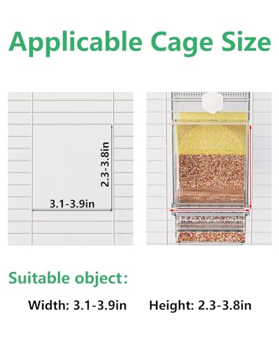 Hamiledyi 2Pcs No Mess Bird Feeder Automatic Bird Cage Feeder Transparent Acrylic Parrot Seed Food Container with Perch for Parakeet Finch Lovebirds Budgies Canary - color: Transparent Feeder - 2 PCS