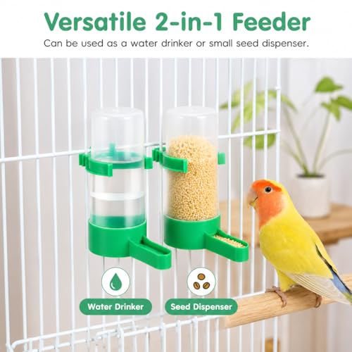 10 Pcs Mini Bird Water Dispenser for Cage, 2 OZ Automatic Gravity Bird Waterer Feeder Bottle, No Mess Small Parrot Drinking Bowl for Finch, Canary, Budgie, Quail, Breeding Aviary Supplies