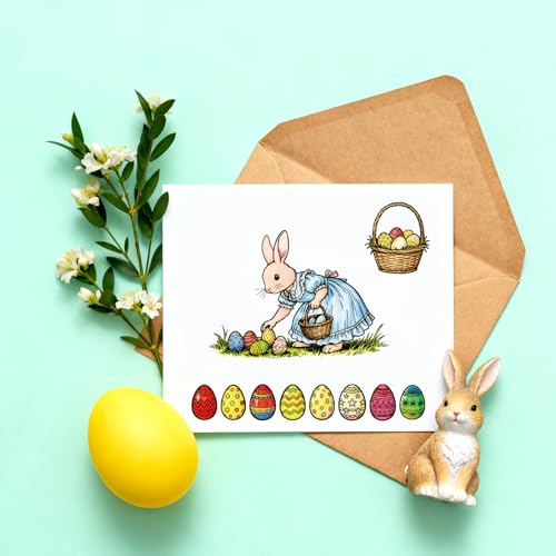 GLOBLELAND Easter Rabbit Clear Stamps and Metal Die Cuts Easter Egg Transparent Stamp Spring Flower Swing Cutting Dies for Card Making Embossing Scrapbooking - style: Easter Rabbits